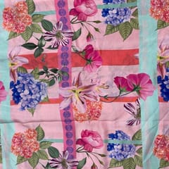 Baby Pink MultiColour Floral Pure Dupion Silk Print Fabric