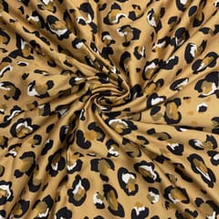 Mustard Colour Abstract Modal Satin Print Fabric