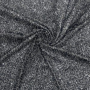 Black Colour Lycra Sequence Fish Net Embroidered Fabric