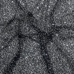 Black Colour Lycra Sequence Fish Net Embroidered Fabric