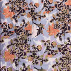 Lilac Colour  Floral Modal Satin Print Fabric