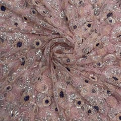 Baby Pink Colour  Geometric Cut Dana Embroidered Fabric