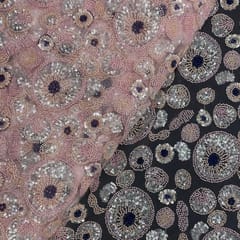 Baby Pink Colour  Geometric Cut Dana Embroidered Fabric