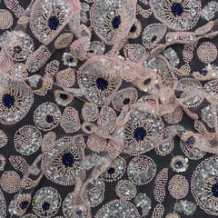 Baby Pink Colour  Geometric Cut Dana Embroidered Fabric