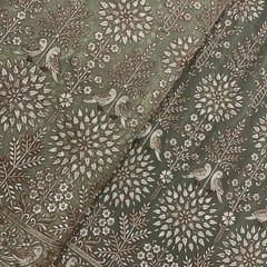 Olive Colour Traditional Georgette Embroidered Fabric