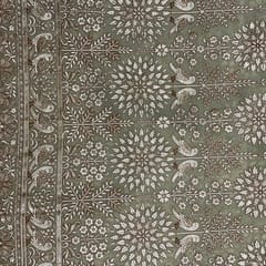 Olive Colour Traditional Georgette Embroidered Fabric