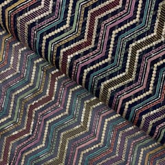 Navy Blue Colour Chevron Georgette Embroidered Fabric