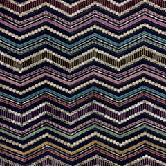Navy Blue Colour Chevron Georgette Embroidered Fabric