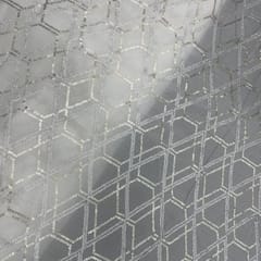 White Dyeable Abstract Chinon Embroidered Fabric