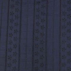 Navy Blue Shade Embroidered Cotton Heavy Hakoba Fabric