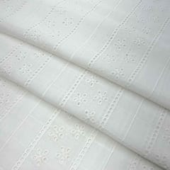 White Shade Embroidered Cotton Heavy Hakoba Fabric