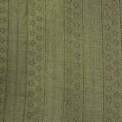 Olive Green Shade Embroidered Cotton Heavy Hakoba Fabric