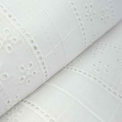 White Shade Embroidered Cotton Heavy Hakoba Fabric