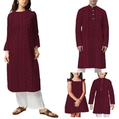 Maroon Shade Embroidered Cotton Heavy Hakoba Fabric