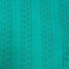 Cyan Shade Embroidered Cotton Heavy Hakoba Fabric