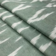 Light Sea Green Shade Ikkat Striped Unstitched Fabric
