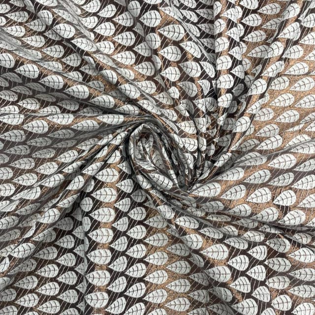 Gold White Dyeable Semi Brocade Fabric