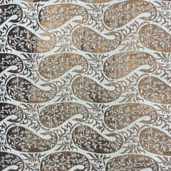 White Copper Colour Abstract Dyeable Semi Brocade Fabric
