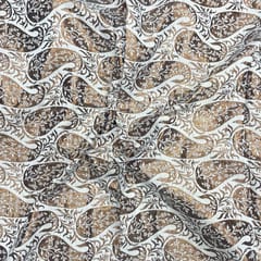 White Copper Colour Abstract Dyeable Semi Brocade Fabric