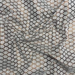 White Gold Floral Dyeable Semi Brocade Fabric