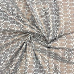 White Gold Colour Geometric Dyeable Semi Brocade Fabric