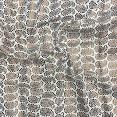 White Gold Colour Geometric Dyeable Semi Brocade Fabric