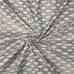 Gold White Colour Geometric Dyeable Semi Brocade Fabric