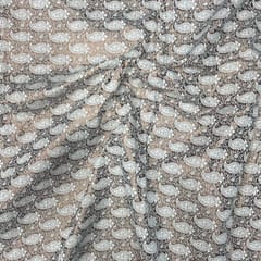 Gold White Colour Geometric Dyeable Semi Brocade Fabric