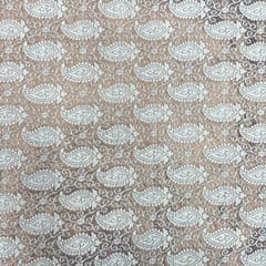 Gold White Colour Geometric Dyeable Semi Brocade Fabric