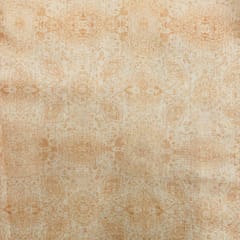 Light Orange Colour Floral Semi Chanderi Printed Fabric