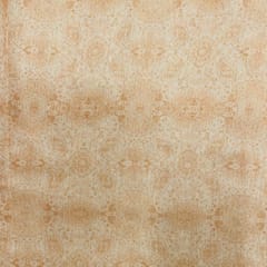 Light Orange Colour Floral Semi Chanderi Printed Fabric