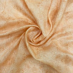 Light Orange Colour Floral Semi Chanderi Printed Fabric
