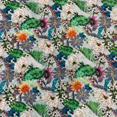 Grey MultiColour Floral Chiffon Printed Fabric