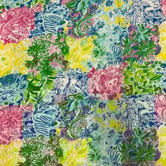 White MultiColour Floral Rayon Printed Fabric