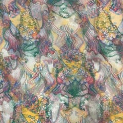 MultiColour Geometric Pure Organza Printed Fabric