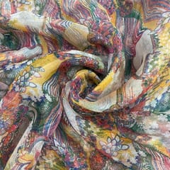 MultiColour Geometric Pure Organza Printed Fabric