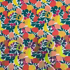 White MultiColour Floral Cotton Linen Printed Fabric