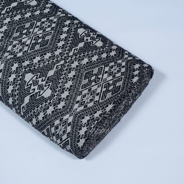 Black and White Colour Cotton Jacquard Fabric