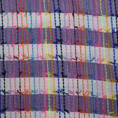 Blue with Grey Colour Cotton Acrylic Jacquard Fabric