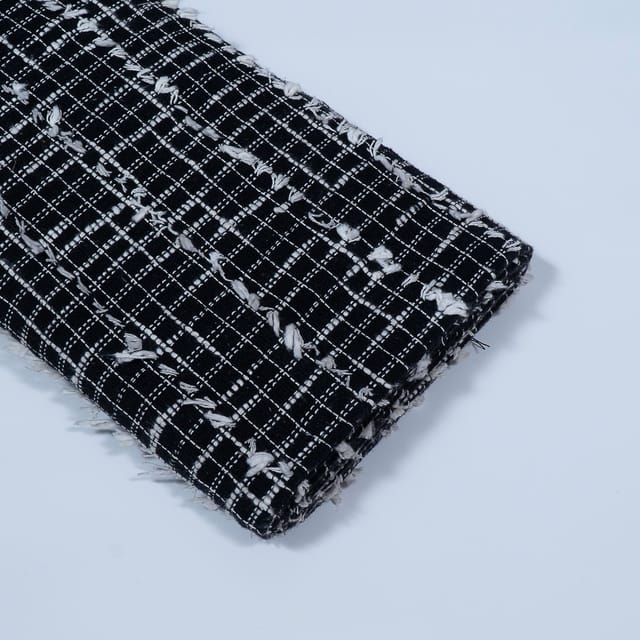 Black and White Colour Cotton Jacquard Fabric