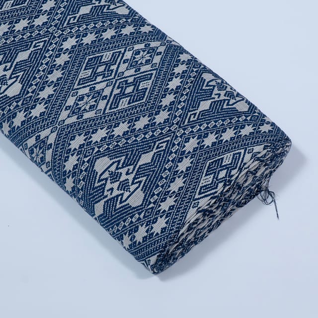 Blue Colour Cotton Jacquard Fabric