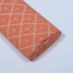 Orange Colour Cotton Acrylic Jacquard Fabric