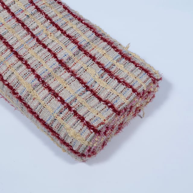 Off White Colour Cotton Acrylic Jacquard Fabric