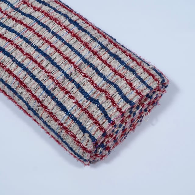 Off White Colour Cotton Acrylic Jacquard Fabric