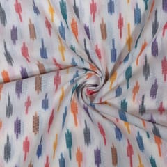 White Colour Cotton Ikat Fabric