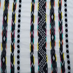 Cream with Multi Colour Cotton Jacquard Fabric