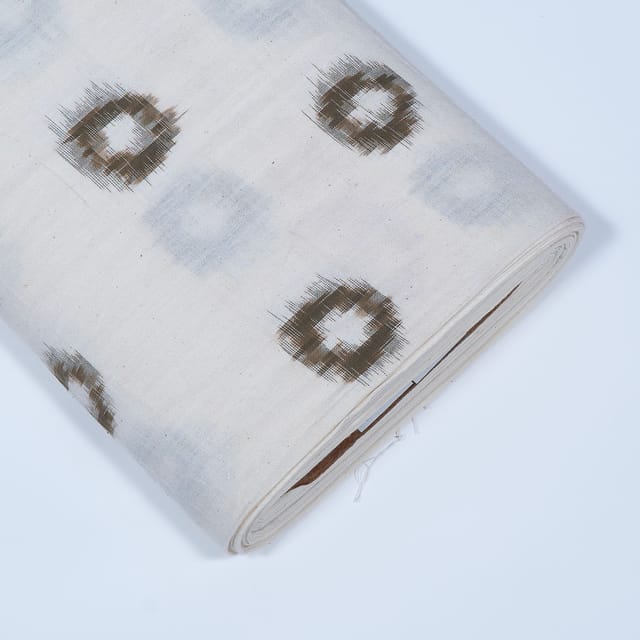 White Colour Cotton Ikat Fabric