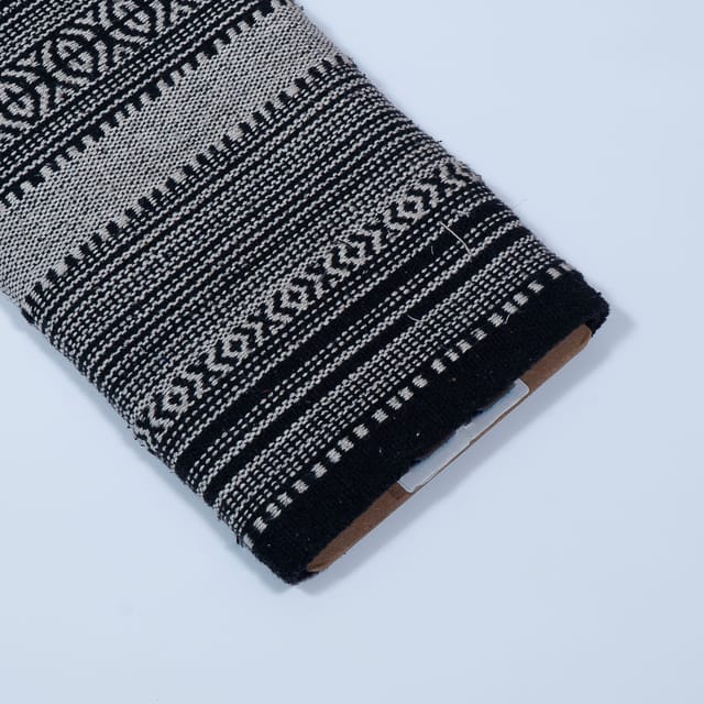 Black and Fawn Colour Cotton Jacquard Fabric