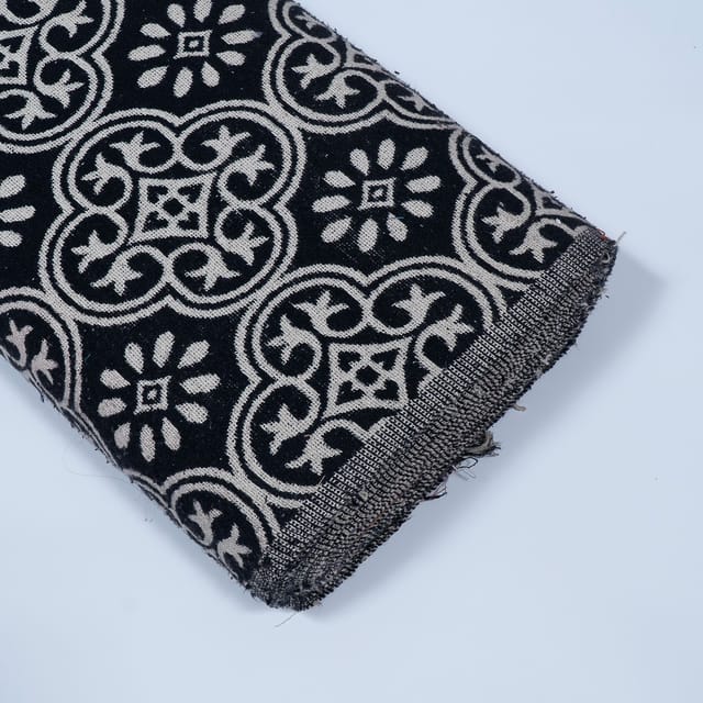Black and White Colour Cotton Jacquard Fabric