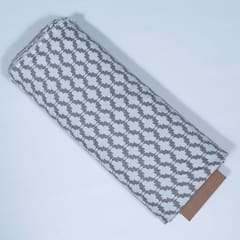White and Grey Colour Poly Cotton Jacquard Fabric